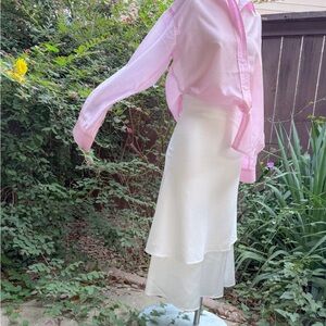 Oneska Handmade White Tiered Skirt – Cotton & Satin Layers